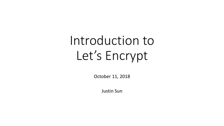let s encrypt
