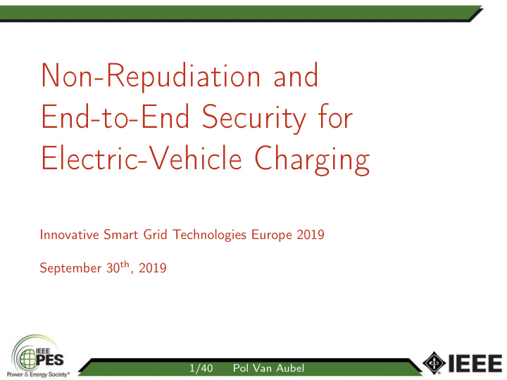 non repudiation and end to end security for electric