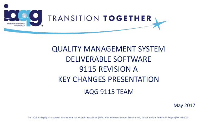 quality management system deliverable software 9115