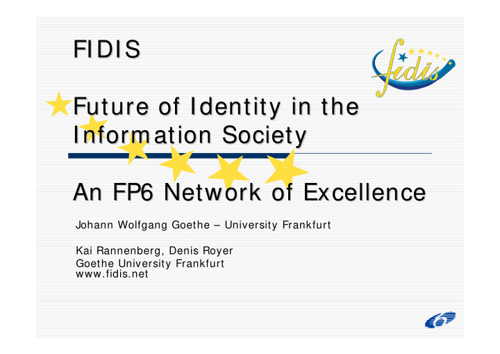 fidis fidis future of identity in the future of identity