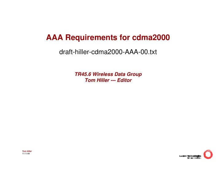 aaa requirements for cdma2000