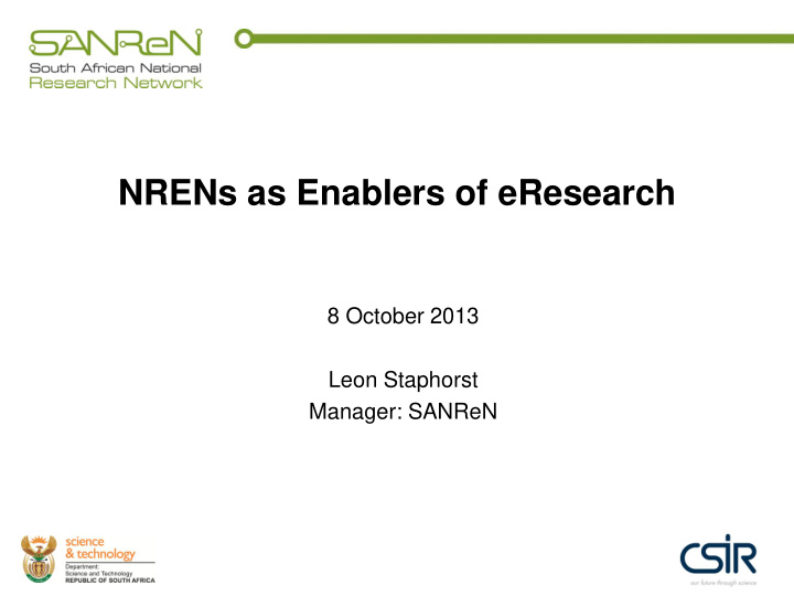 nrens as enablers of eresearch