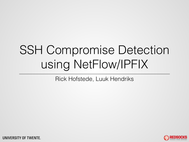 ssh compromise detection using netflow ipfix