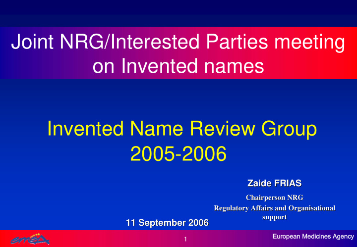 joint nrg interested parties meeting on invented names