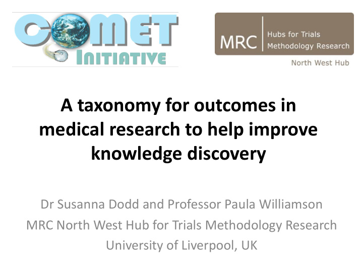 a taxonomy for outcomes in medical research to help