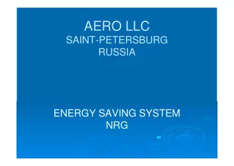 AERO LLC  SAINT-PETERSBURG  RUSSIA  ENERGY SAVING SYSTEM  NRG  AERO  Alternative Energy RO