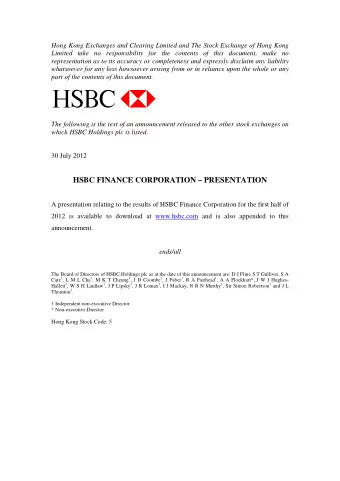 Ab c  The following is the text of an announcement released to the other stock exchanges on  which