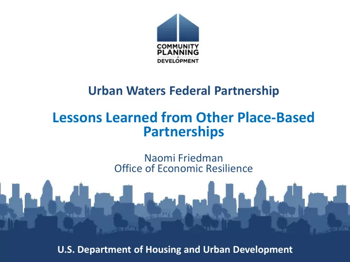 lessons learned from other place based partnerships