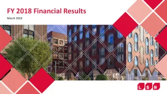 FY 2018 Financial Results March 2019  Disclaimer  By attending the meeting where this presentation