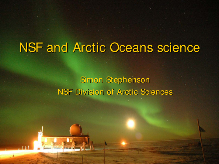 nsf and arctic oceans science nsf and arctic oceans