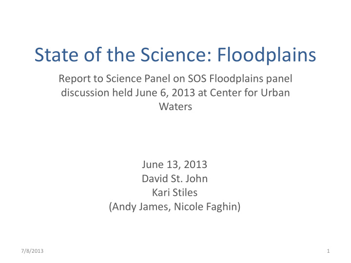 state of the science floodplains