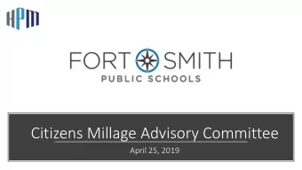 Citizens Millage Advisory Committee  April 25, 2019  AGENDA  Program Budget Status  General