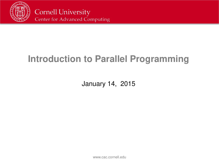 introduction to parallel programming