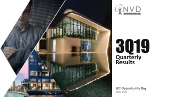 3Q19  Quarterly  Results  SET Opportunity Day  3 Dec 2019  3Q19 Quarterly Results | SET Digital