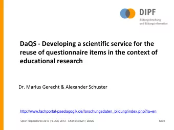 DaQS - Developing a scientific service for the  reuse of questionnaire items in the context of