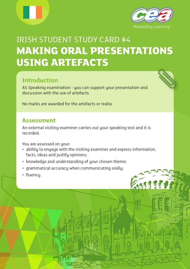 making oral presentations using artefacts