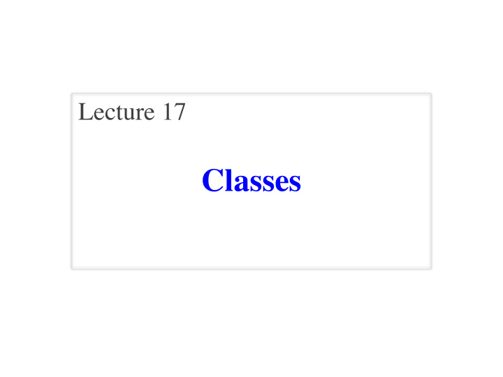 classes announcements for this lecture