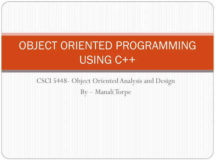object oriented programming