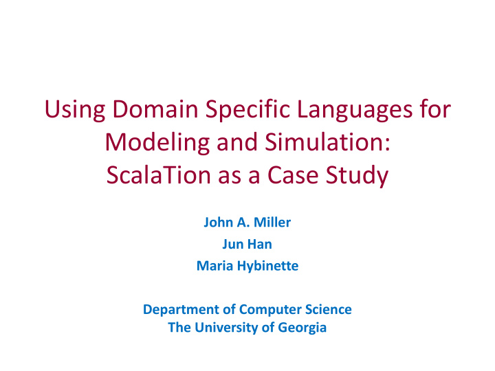 using domain specific languages for modeling and