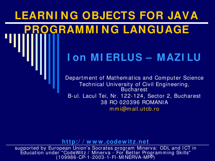 learni ng objects for java programmi ng language