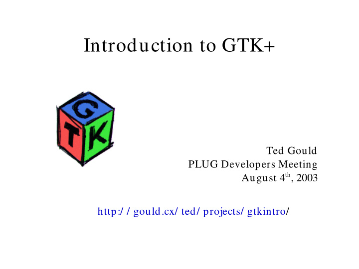 introduction to gtk