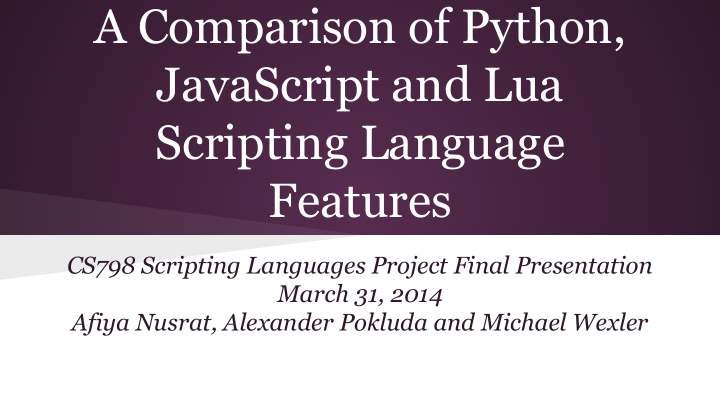 a comparison of python javascript and lua scripting