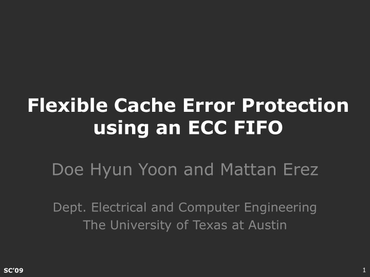 flexible cache error protection using an ecc fifo
