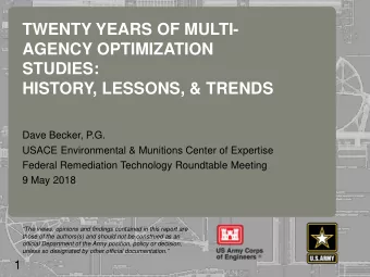 TWENTY YEARS OF MULTI-  AGENCY OPTIMIZATION  STUDIES:  237  217  200  80  252  237  217  200  119