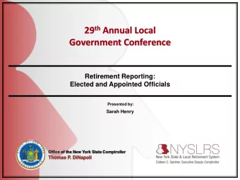 Government Conference  Retirement Reporting:  Elected and Appointed Officials  Presented by:  Sarah