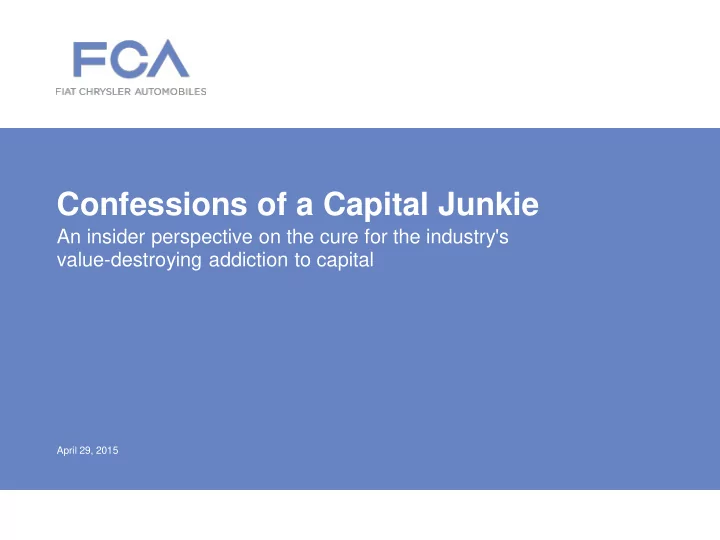 confessions of a capital junkie