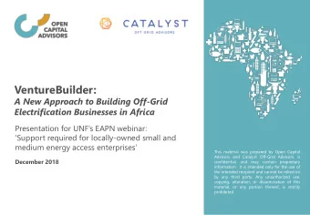 VentureBuilder:  A New Approach to Building Off-Grid  Electrification Businesses in Africa