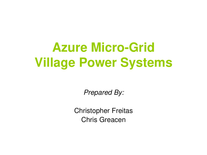 azure micro grid village power systems