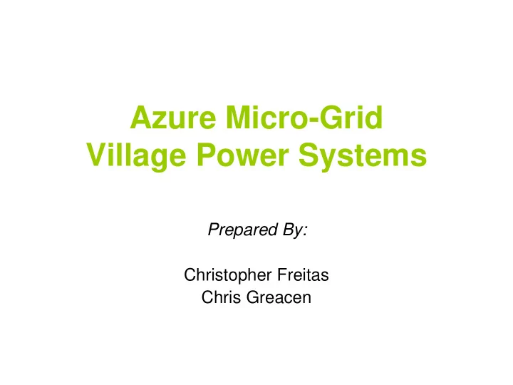 azure micro grid village power systems