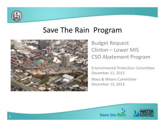 Save The Rain  Program  Budget Request  Clinton  Lower MIS  CSO Ab t  CSO Abatement Program  t P