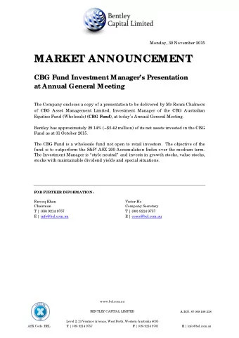 M A  AR  RK  KE  ET  T  A  AN  NN  NO  OU  UN  NC  CE  EM  M E  EN  NT  T  M  CB  C  BG  G  F  Fu