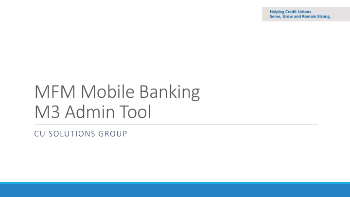 mfm mobile banking m3 admin tool