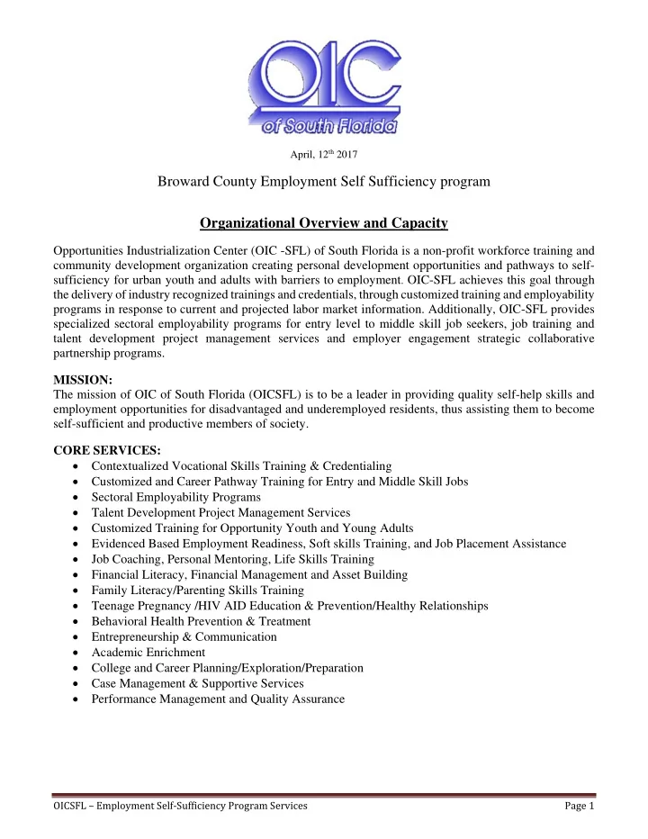 broward county employment self sufficiency program