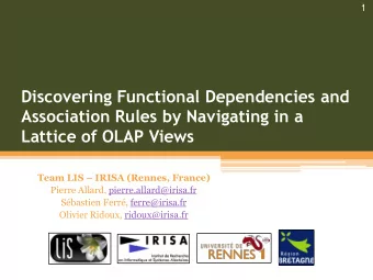 Discovering Functional Dependencies and  Association Rules by Navigating in a  Lattice of OLAP