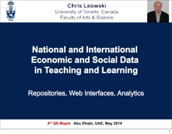 4 th QS-Maple   Abu Dhabi, UAE, May 2014  1  DATA  IN TEACHING AND LEARNING  Why should we teach