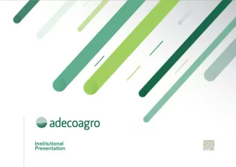 Institutional  Presentation  Disclaimer This presentation may contain certain forward-looking