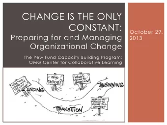 Organizational Change  The Pew Fund Capacity Building Program:  OMG Center for Collaborative