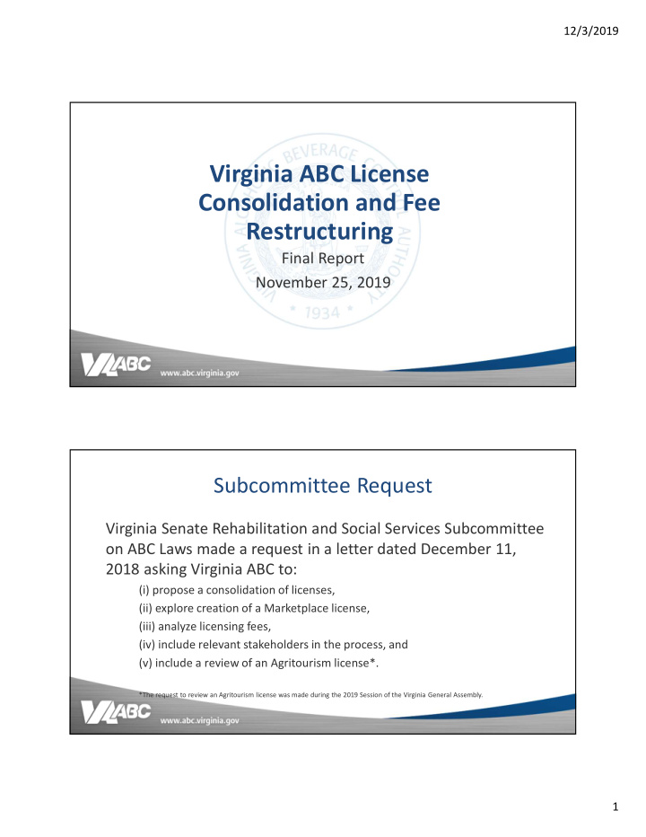 virginia abc license consolidation and fee restructuring