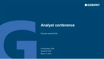 Analyst conference  Full year review 2018  Christian Buhl, CEO  Roland Iff, CFO  March 12, 2019