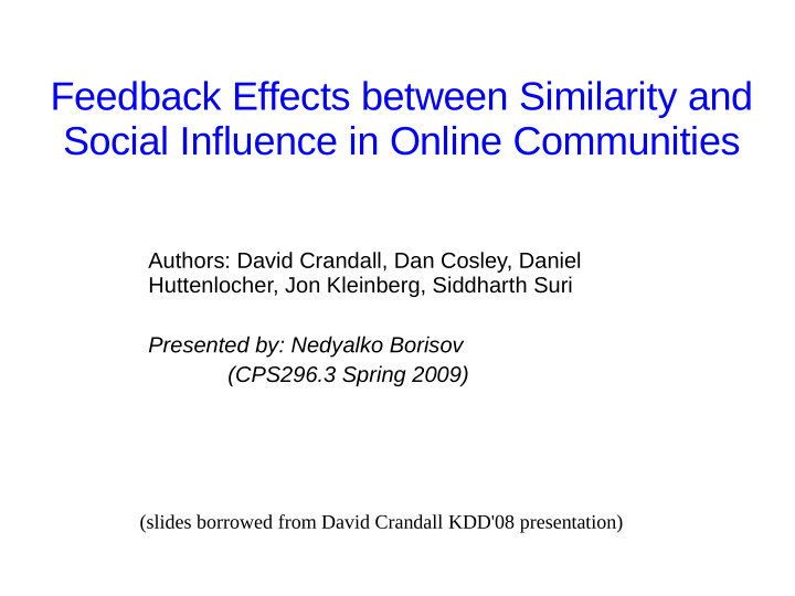 feedback effects between similarity and social influence