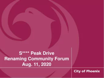 Renaming Community Forum  Aug. 11, 2020  Introductions  Multi-Department Team    City