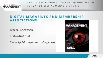 D I G I TA L  M AG A Z I N ES  A N D  M E M B E RS H I P  A S S O C I AT I O N S  Teresa Anderson