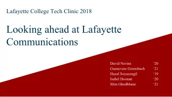 Looking ahead at Lafayette  Communications  David Nevins  20  Guenevere Geiersbach  21  Hazal