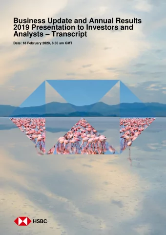 Business Update and Annual Results  2019 Presentation to Investors and Analysts  Transcript