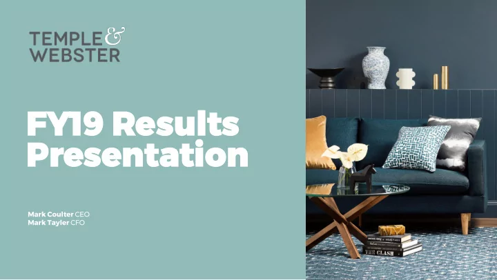 fy19 re fy19 result sults pr presen esentatio tation