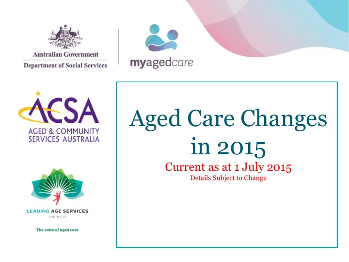 aged care changes